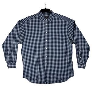 Banana Republic XL Blue‎ Plaid Long Sleeve Button Down Shirt Cotton